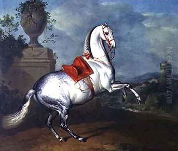 The Dapple Grey Galloping Oil Painting by Johann Georg Hamilton