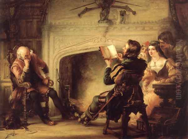 An Early Reading of Shakespeare Oil Painting by Solomon Alexander Hart