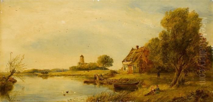 Landliche Idylle An Einem See Oil Painting by William Joseph Caesar Julius Bond