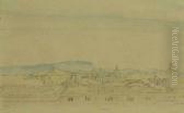 Monte Mario, Rome, From Villa Malta Oil Painting by Muirhead Bone