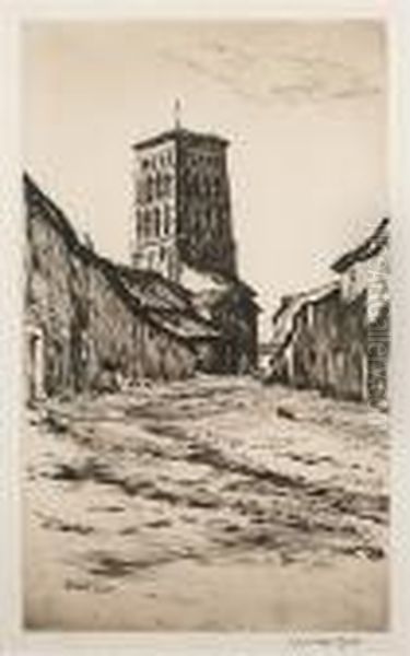 Afternoon Sahagun, Spain Oil Painting by Muirhead Bone