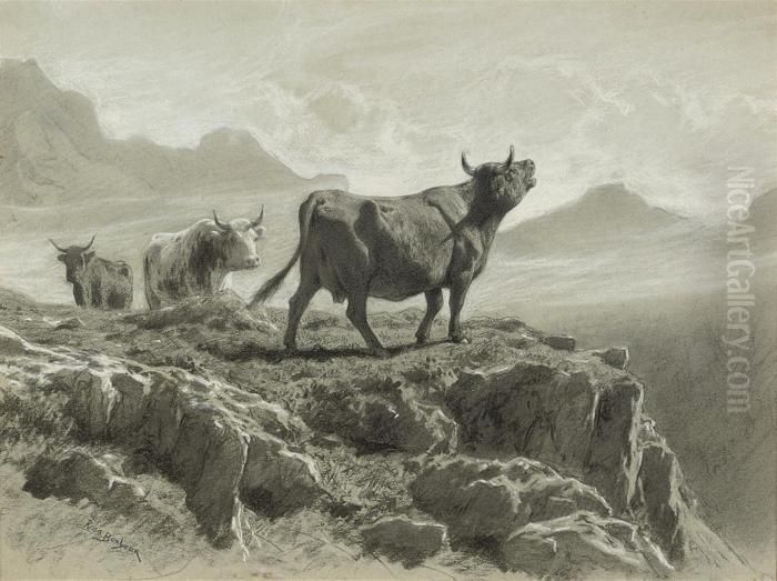 Cattle In The Highlands Greeting The Dawn Oil Painting by Rosa Bonheur