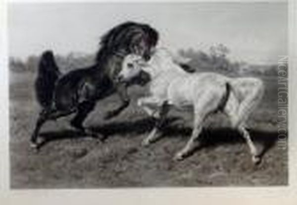 Monochrome Engraving,signed In 
Pencil To The Margin With Blindstamp And Engraverssignature, 63 X 92cm 
(illus.) Oil Painting by Rosa Bonheur