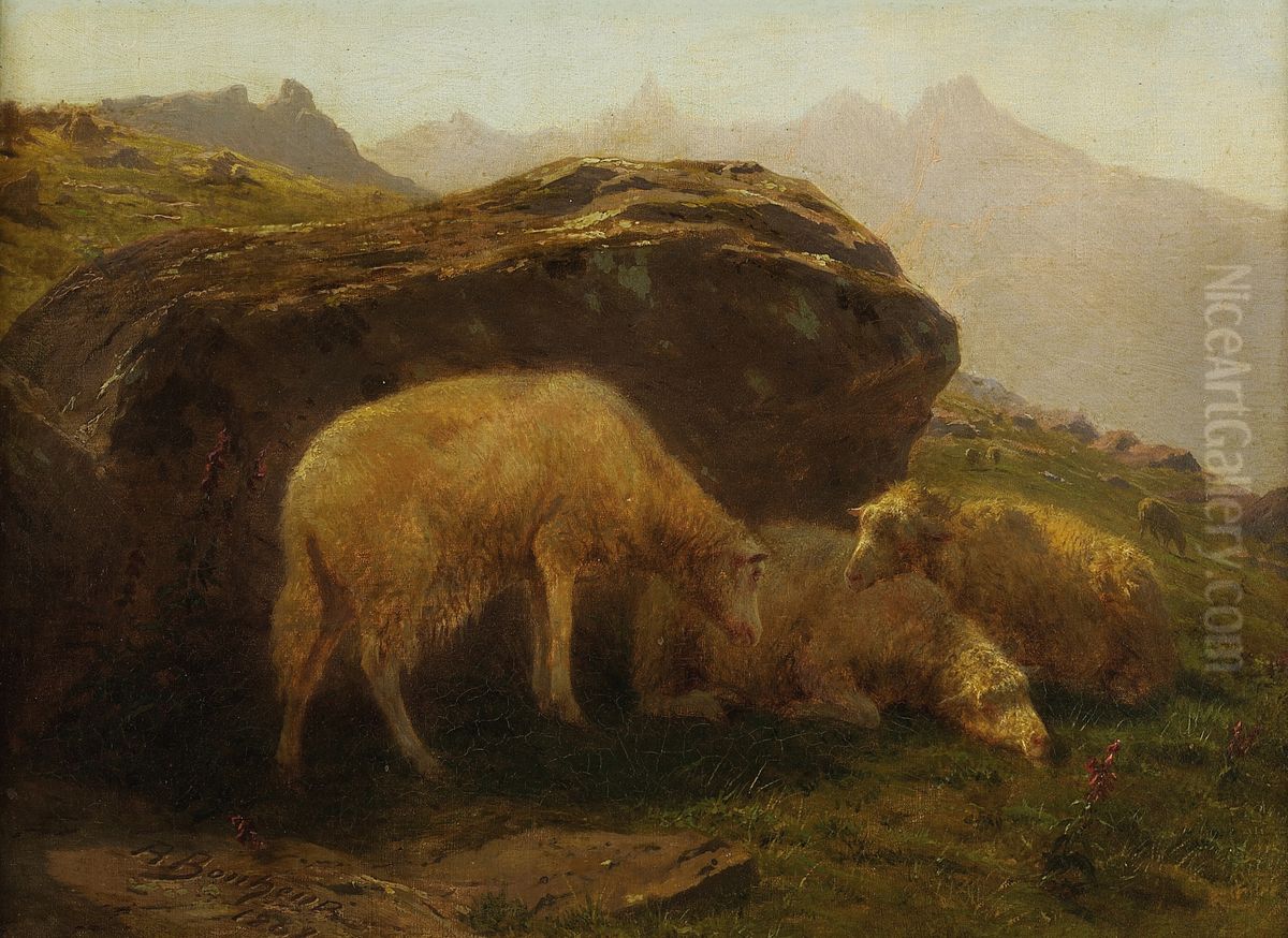 Sheep On A Hillside Oil Painting by Rosa Bonheur