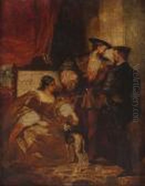 Francois I. 
Und Die Herzogin D'etampes Oil Painting by Richard Parkes Bonington