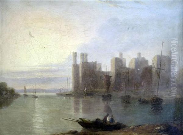 Caernarvon Castle Provenance Oil Painting by Richard Parkes Bonington