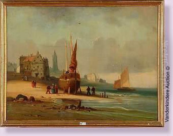 Bord De Mer Anime Oil Painting by Richard Parkes Bonington
