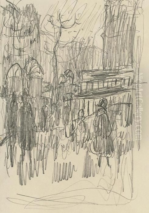 Personnages Dans Une Place Oil Painting by Pierre Bonnard