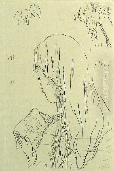 Jeune Fille Lisant, From La Vie De Sante Monique Oil Painting by Pierre Bonnard