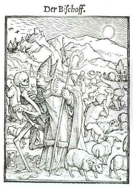 Death and the Bishop from The Dance of Death Oil Painting by Hans Holbein the Younger