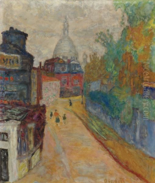 Rue A Montmartre, Le Sacre-coeur Oil Painting by Pierre Bonnard