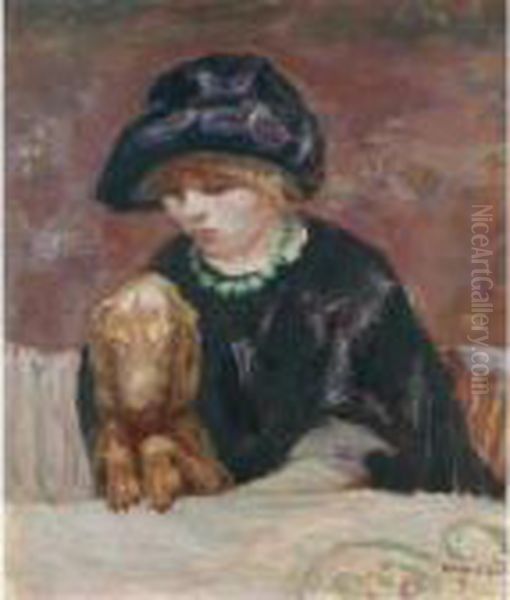Property From A Private European Collection
 

 
 
 

 
 La Femme Au Basset Or Portrait De Marthe Bonnard Au Basset Oil Painting by Pierre Bonnard