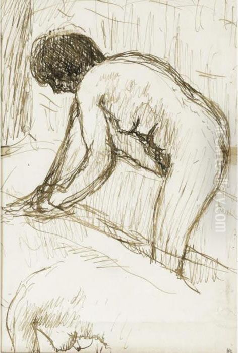 Marthe Au Bain Oil Painting by Pierre Bonnard