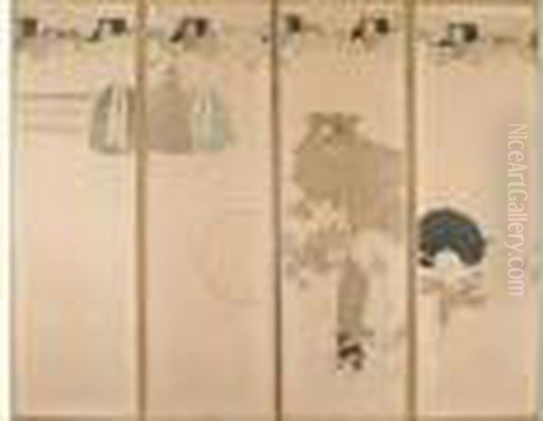 La Promenade Des Nourrices, Frise De Fiacres Oil Painting by Pierre Bonnard