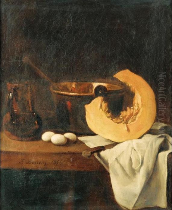 Nature Morte Au Potiron Et Aux 
Oeufs [ ; Still Life With Pumpkin And Eggs ; Oil On Canvas ; Signed And 
Dated F Bonvin 1854] Oil Painting by Francois Bonvin