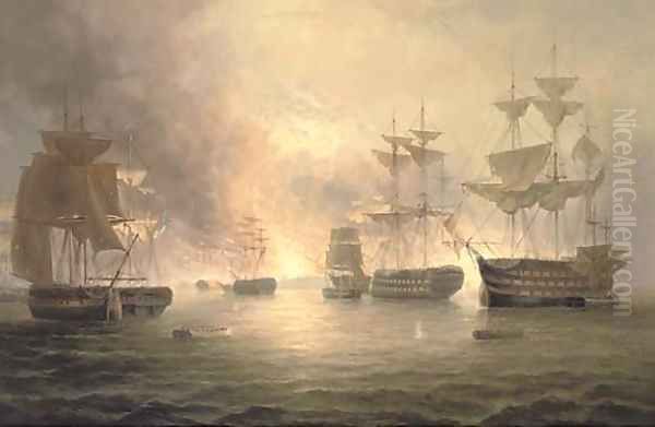 The burning of Toulon Oil Painting by James Hardy Jnr