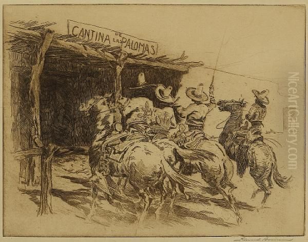 La Cantina De Las Palomas, No. 2 Oil Painting by John Edward Borein