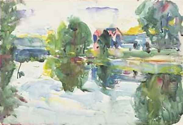 Reflections Sunny Morning New Hampshire Oil Painting by Charles Hawthorne