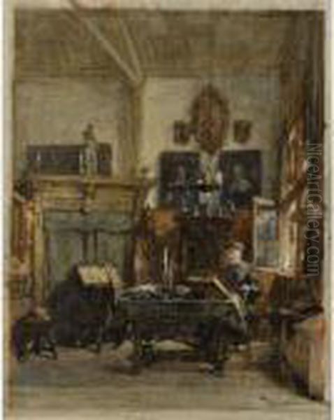 'hoekje In Mijn Atelier; 
Veenlaan Te 's-gravenhage' - Corner Inmy Studio, Veenlaan, The Hague Oil Painting by Johannes Bosboom