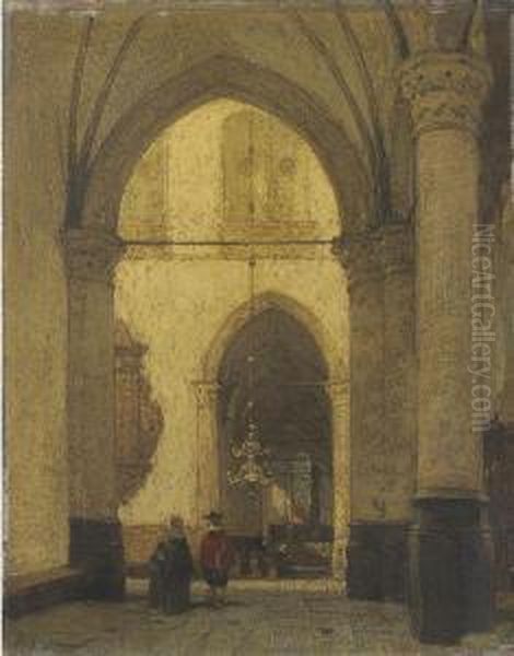 St. Laurens, Church At Alkmaar Oil Painting by Johannes Bosboom