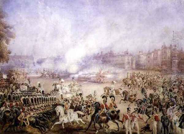 Queen Victorias Accession Day Salute Hyde Park London Oil Painting by William Heath
