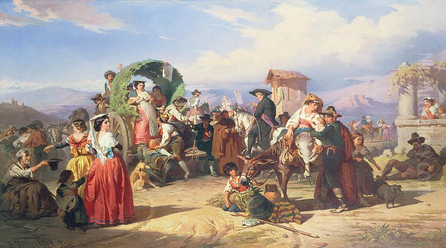 Peasants of the Campagna Oil Painting by Robert Alexander Hillingford