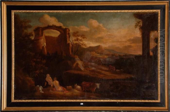 Paysage Anime Aux Ruines Oil Painting by Jan Both