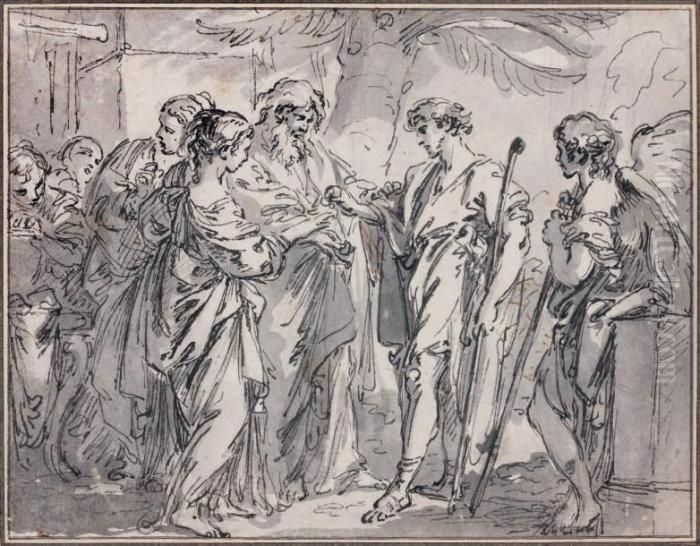 Tobie Rend La Vue A Son Pere Oil Painting by Francois Boucher