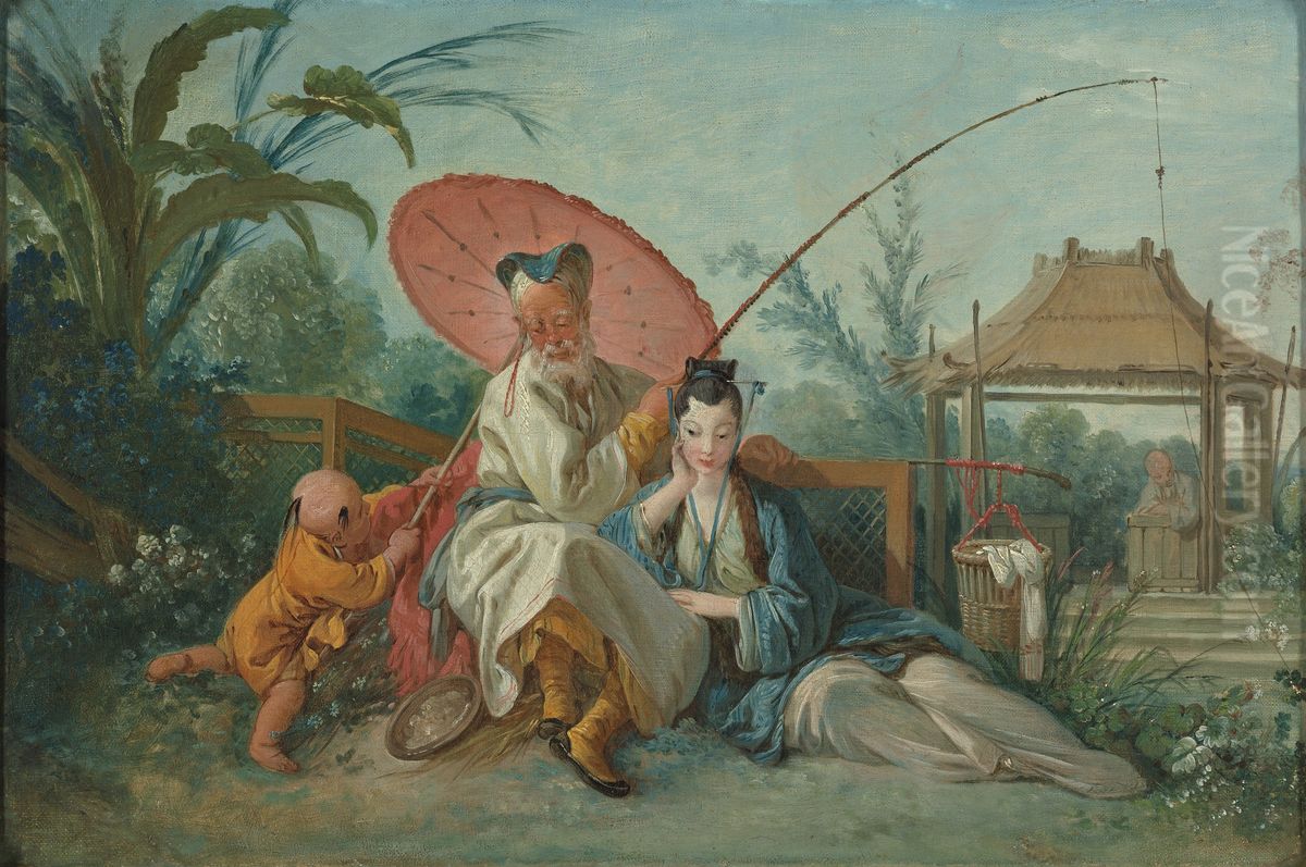 Chinoiserie Oil Painting by Francois Boucher