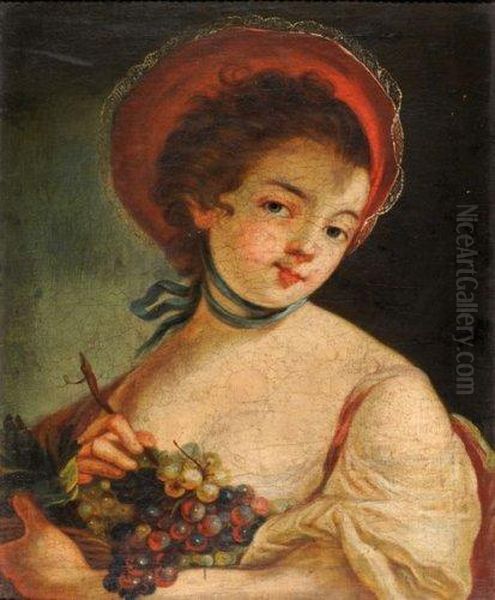 Portrait De Femme Aux Raisins Oil Painting by Francois Boucher