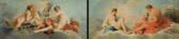 L'education De L'amour Par Mercure Et Venus 
L'amour Et Les Graces Oil Painting by Francois Boucher