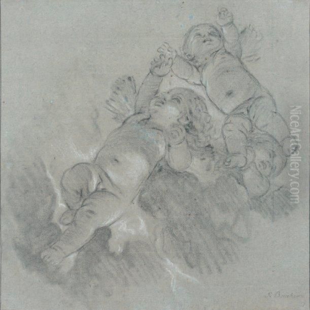 Trois Angelots Oil Painting by Francois Boucher