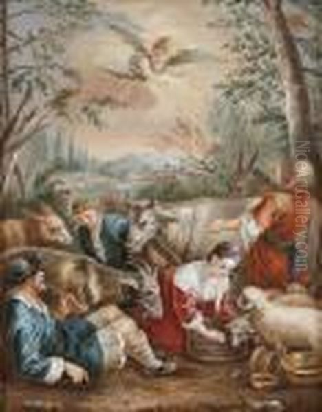 Angeln Uppenbarar Sig For Abraham Oil Painting by Francois Boucher