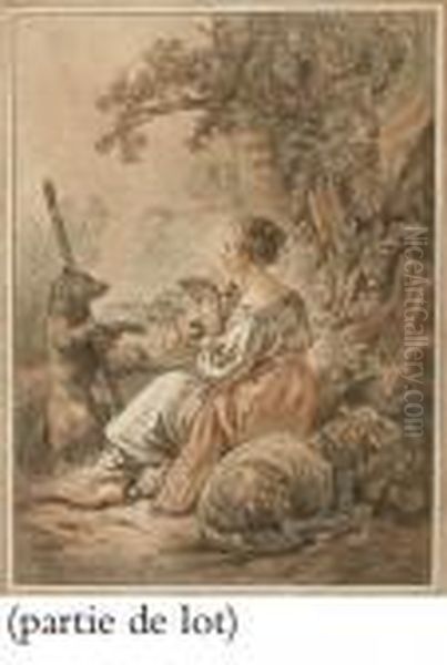Pastorale
 (jean-richard 839), 
Berger Et Bergare Oil Painting by Francois Boucher