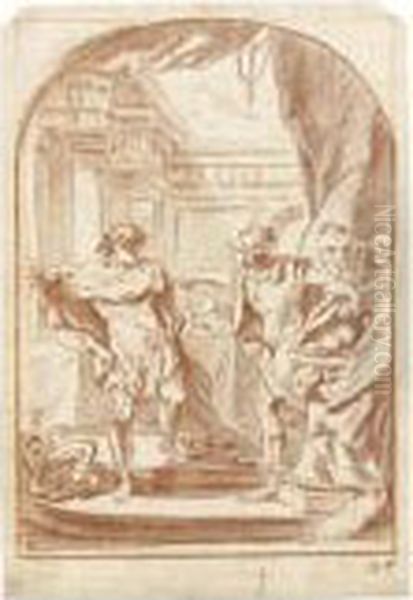 Atreus Showing His Brother 
Thyestes The Heads Of His Own Children, Whose Bodies He Had Unwittingly 
Eaten Oil Painting by Francois Boucher