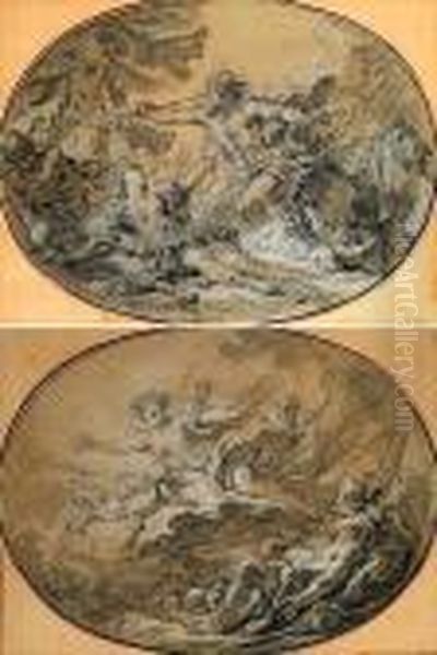 Aurore Et Cephale - Neptune Et Amymone Oil Painting by Francois Boucher