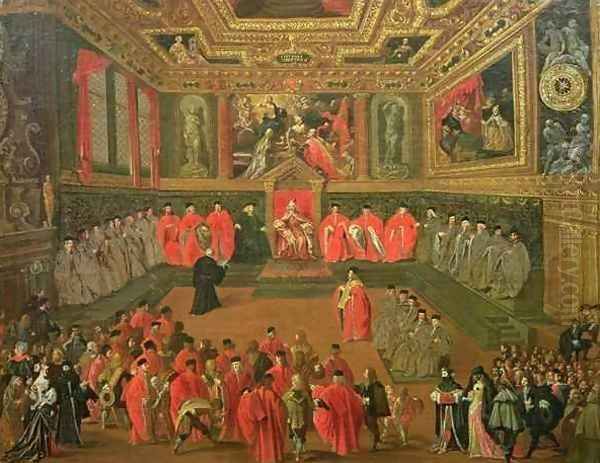 Audience with the Doge in at the College of the Ducale Palace Oil Painting by Joseph the Younger Heintz