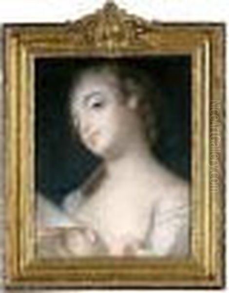 Portrait Of A Lady Holding A Letter Oil Painting by Francois Boucher