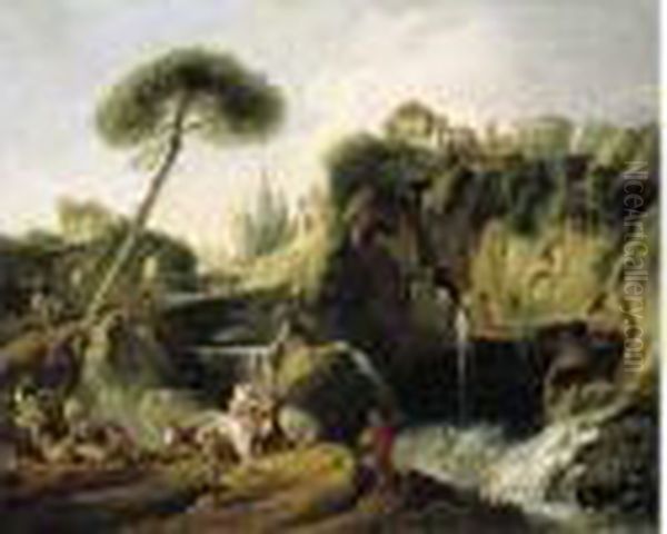  Vue Des Environs De Tivoli Et Du Temple De Vesta  Oil Painting by Francois Boucher