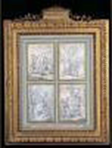 Quatre Vignettes Preparatoires Pour Le Moliere De 1734*: Oil Painting by Francois Boucher