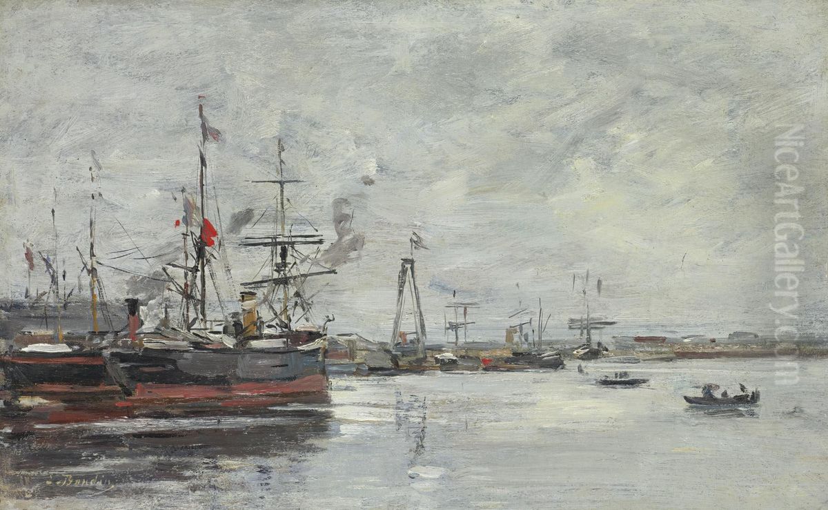 Le Havre. Le Port Oil Painting by Eugene Boudin