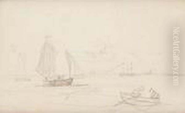 Bateaux Oil Painting by Eugene Boudin