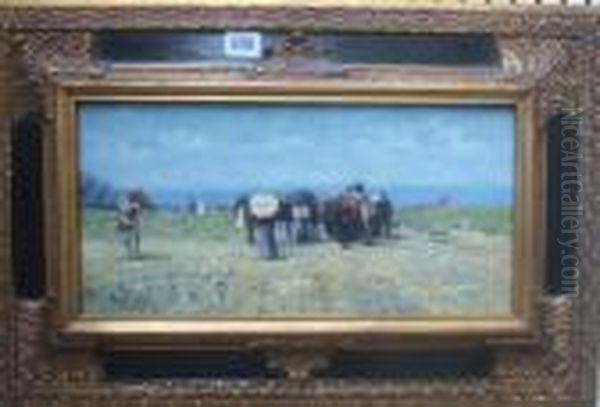 Figures Near The Coast Oil Painting by Eugene Boudin