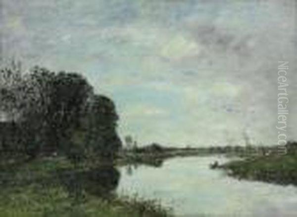 La Touques A Saint-arnoult Oil Painting by Eugene Boudin