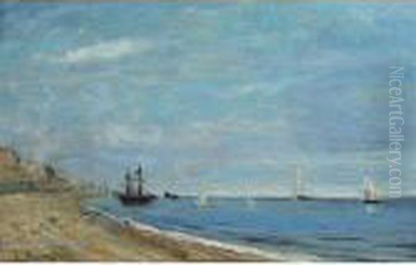 Boats Off The Coast 
Bears Oil Painting by Eugene Boudin