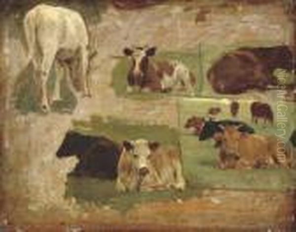 Etude De Boeufs Oil Painting by Eugene Boudin