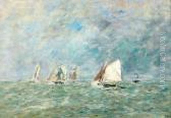 Regate Au Large De Trouville, Circa 1892-1894 Oil Painting by Eugene Boudin