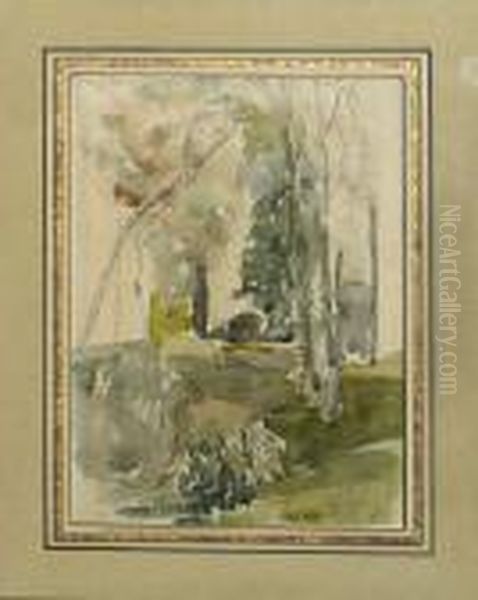 Sous-bois
 Bears Indistinct Signature (lower Right) Oil Painting by Eugene Boudin
