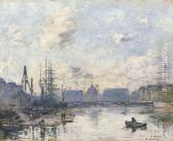 Le Havre, Le Bassin Du Commerce Oil Painting by Eugene Boudin