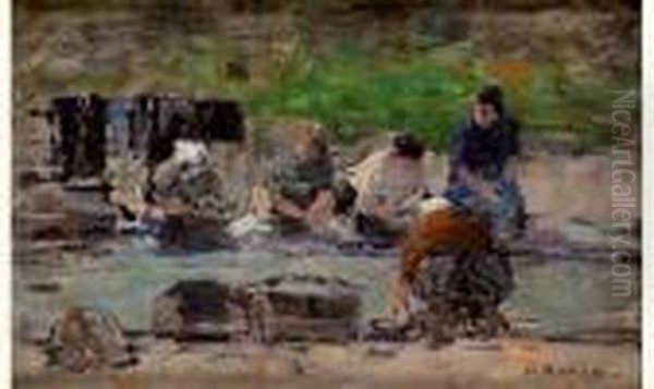 Lavandieres Oil Painting by Eugene Boudin